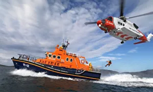 Barra severn class lifeboat Edna Windsor and coastguard helicopter Barra severn class lifeboat Edna Windsor and coastguard helicopter