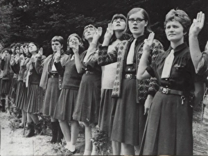 French and German girl guides at camp, France French and German girl guides at camp, France