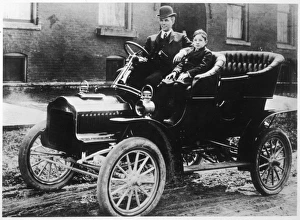 Henry Ford and son Edsel in a 1905 Ford Model F Henry Ford and son Edsel in a 1905 Ford Model F