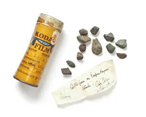 Kodak jar with pebbles from Emperor Penguin (Aptenodytes for Kodak jar with pebbles from Emperor Penguin (Aptenodytes for