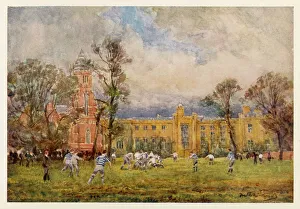 Rugby School with pupils playing rugby Rugby School with pupils playing rugby