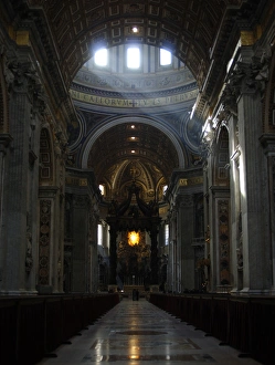 St. Peter's Basilica. Maderno's nave and the altar with Bern St. Peter's Basilica. Maderno's nave and the altar with Bern