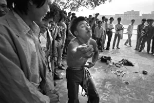Sword swallower, Canton, China Sword swallower, Canton, China