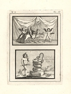 Vignettes of cupids or genii Vignettes of cupids or genii