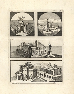 Vignettes from walls in rooms in Pompeii Vignettes from walls in rooms in Pompeii