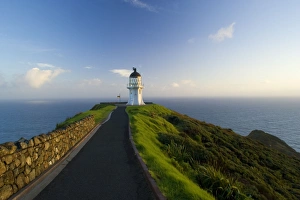 Cape Reinga - northernmost tip of New Zealand with Cape Reinga Lighthouse in early Cape Reinga - northernmost tip of New Zealand with Cape Reinga Lighthouse in early