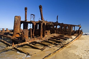 Maheno ship wreck - wreck of the famous Maheno stranded on the eastern beach of Fraser Maheno ship wreck - wreck of the famous Maheno stranded on the eastern beach of Fraser
