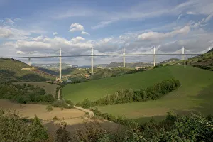 Millau viaduct spanning the Tarn Gorge, southern France Millau viaduct spanning the Tarn Gorge, southern France