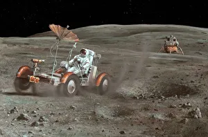 Apollo 16 lunar rover, artwork Apollo 16 lunar rover, artwork