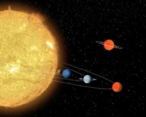 Comparing planetary systems, artwork Comparing planetary systems, artwork