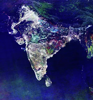 India at night, satellite image India at night, satellite image