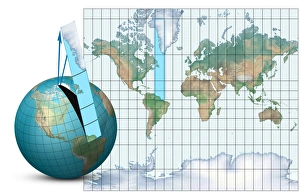 Mercator map projection, diagram Mercator map projection, diagram