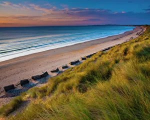 England, Northumberland, Druridge Bay. A dramatic expanse of sand dunes fringing the England, Northumberland, Druridge Bay. A dramatic expanse of sand dunes fringing the