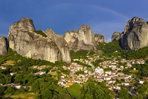 Aerial by drone of the village of Kastraki in the huge rocks of the UNESCO World Heritage Aerial by drone of the village of Kastraki in the huge rocks of the UNESCO World Heritage