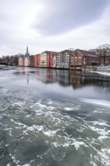 Colorful houses reflected in the River Nidelva, Bakklandet, Trondheim, Norway, Scandinavia Colorful houses reflected in the River Nidelva, Bakklandet, Trondheim, Norway, Scandinavia