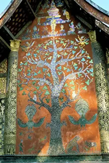 Glass mosaic of tree of life on wall of the 16th century Sim Glass mosaic of tree of life on wall of the 16th century Sim