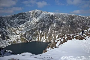 Llyn Cau and summit of Cader Idris in winter sun, Snowdonia National Park, Gwynedd, Wales Llyn Cau and summit of Cader Idris in winter sun, Snowdonia National Park, Gwynedd, Wales