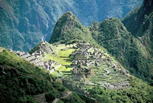 Looking down onto the Inca city from the Inca trail Looking down onto the Inca city from the Inca trail