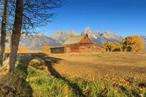 Mormon Row barn on a clear Autumn (Fall) morning, Antelope Flats, Grand Teton National Park, Wyoming, United States of America, North America Mormon Row barn on a clear Autumn (Fall) morning, Antelope Flats, Grand Teton National Park, Wyoming, United States of America, North America
