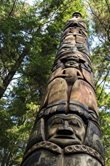 Mosquito Legend Pole, Tlingit totem pole, rainforest, summer, Sitka National Historic Park Mosquito Legend Pole, Tlingit totem pole, rainforest, summer, Sitka National Historic Park