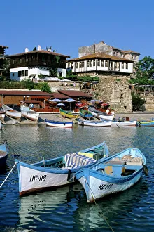 Old town and fishing harbour, Nesebur (Nessebar), Black Sea coast, Bulgaria, Europe Old town and fishing harbour, Nesebur (Nessebar), Black Sea coast, Bulgaria, Europe