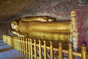 Reclining Buddha statue in the Po Win Daung Buddhist cave, dating from the 15th century, Monywa, Sagaing Division, Myanmar (Burma), Asia Reclining Buddha statue in the Po Win Daung Buddhist cave, dating from the 15th century, Monywa, Sagaing Division, Myanmar (Burma), Asia