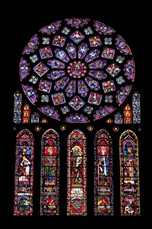 Rose window, Medieval stained glass windows in North Transept, Chartres Cathedral Rose window, Medieval stained glass windows in North Transept, Chartres Cathedral