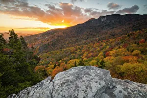 Sunset and autumn color at Grandfather Mountain, located on the Blue Ridge Parkway Sunset and autumn color at Grandfather Mountain, located on the Blue Ridge Parkway