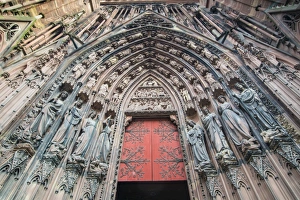 Detail of the tympanum on Notre Dame de Strasbourg Cathedral, UNESCO World Heritage Site Detail of the tympanum on Notre Dame de Strasbourg Cathedral, UNESCO World Heritage Site