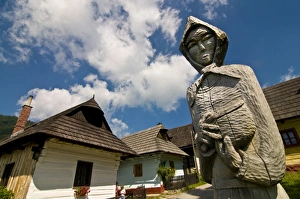 Wooden statue at the entrance to Vlkolinec, UNESCO World Heritage Site, Slovakia, Europe Wooden statue at the entrance to Vlkolinec, UNESCO World Heritage Site, Slovakia, Europe