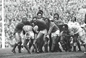 France's Armand Vaquerin gets the ball back to Richard Astre - 1975 Five Nations France's Armand Vaquerin gets the ball back to Richard Astre - 1975 Five Nations