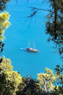 Caicco Saling boat in Zagare bay, Loc. Baia delle Zagare, Mattinata village, Gargano National Park Caicco Saling boat in Zagare bay, Loc. Baia delle Zagare, Mattinata village, Gargano National Park