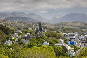 Ireland, County Galway, Clifden, elevated town view Ireland, County Galway, Clifden, elevated town view