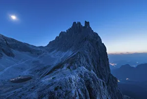Re Laurino mount and Re ALberto refuge in Catinaccio group of Dolomites during summer Re Laurino mount and Re ALberto refuge in Catinaccio group of Dolomites during summer