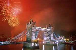 Tower Bridge & Fireworks, London, England Tower Bridge & Fireworks, London, England