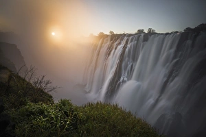 Victoria falls at sunset, depicted from Zambian side Victoria falls at sunset, depicted from Zambian side