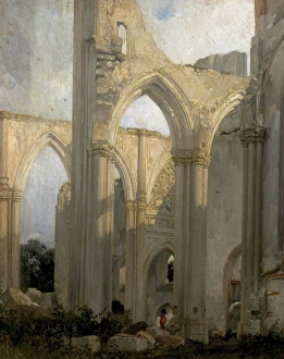 Ruins of the Abbey St. Bertain, St. Omer, France (Trancept of the Abbey of St. Bertin, St Ruins of the Abbey St. Bertain, St. Omer, France (Trancept of the Abbey of St. Bertin, St