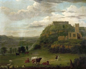 View of Nottingham Castle with St Nicholas' Church and Houses View of Nottingham Castle with St Nicholas' Church and Houses