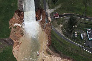 An aerial view shows the damage to the Guajataca dam in the aftermath of Hurricane Maria An aerial view shows the damage to the Guajataca dam in the aftermath of Hurricane Maria