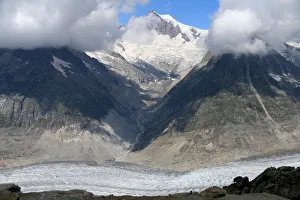Aletschhorn mountain and Mittelaletsch glacier are pictured with The Great Aletsch Aletschhorn mountain and Mittelaletsch glacier are pictured with The Great Aletsch