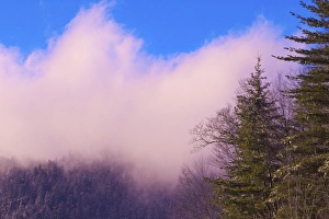 Clouds rolling over mountain peak at sunset, near Newfound Gap, Great Smoky Mountains National Park Clouds rolling over mountain peak at sunset, near Newfound Gap, Great Smoky Mountains National Park