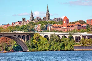 Key Bridge Potomac River Georgetown University Washington DC from Roosevelt Island Key Bridge Potomac River Georgetown University Washington DC from Roosevelt Island