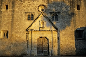 Mission Concepcion with palm tree shadow, San Antonio Missions National Historic Park Mission Concepcion with palm tree shadow, San Antonio Missions National Historic Park