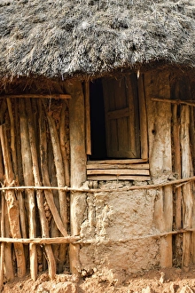 Traditional Konso village on a mountain ridge overlooking the rift valley. Inside a family compound Traditional Konso village on a mountain ridge overlooking the rift valley. Inside a family compound