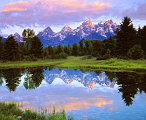 USA; Wyoming, Grand Teton National Park. A Grand Tetons reflecting in the Snake River USA; Wyoming, Grand Teton National Park. A Grand Tetons reflecting in the Snake River