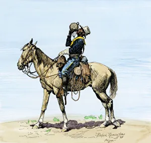 Buffalo soldier drinking from his canteen Buffalo soldier drinking from his canteen