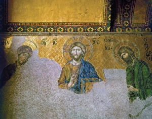 The 13th century Deesis mosaic in the South Gallery of the Hagia Sophia in Istanbul The 13th century Deesis mosaic in the South Gallery of the Hagia Sophia in Istanbul