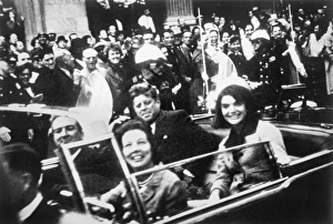 35th President of the United States. Kennedy and his wife, Jacqueline, with Texas Governor John Connally and his wife, Nellie, riding in an open car through Dallas, Texas, shortly before Kennedy's assasination on 22 November 1963. Photograph by Victor Hugo King 35th President of the United States. Kennedy and his wife, Jacqueline, with Texas Governor John Connally and his wife, Nellie, riding in an open car through Dallas, Texas, shortly before Kennedy's assasination on 22 November 1963. Photograph by Victor Hugo King