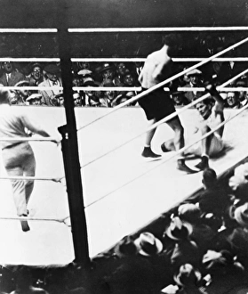 American boxer. Gene Tunney down for the famous 'long count' in the championship bout with Dempsey at Soldier Field, Chicago, Illinois, 22 September 1927 American boxer. Gene Tunney down for the famous 'long count' in the championship bout with Dempsey at Soldier Field, Chicago, Illinois, 22 September 1927