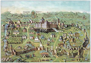 ANCIENT JERUSALEM. The ancient city of Jerusalem, with Solomon's Temple in the center ANCIENT JERUSALEM. The ancient city of Jerusalem, with Solomon's Temple in the center